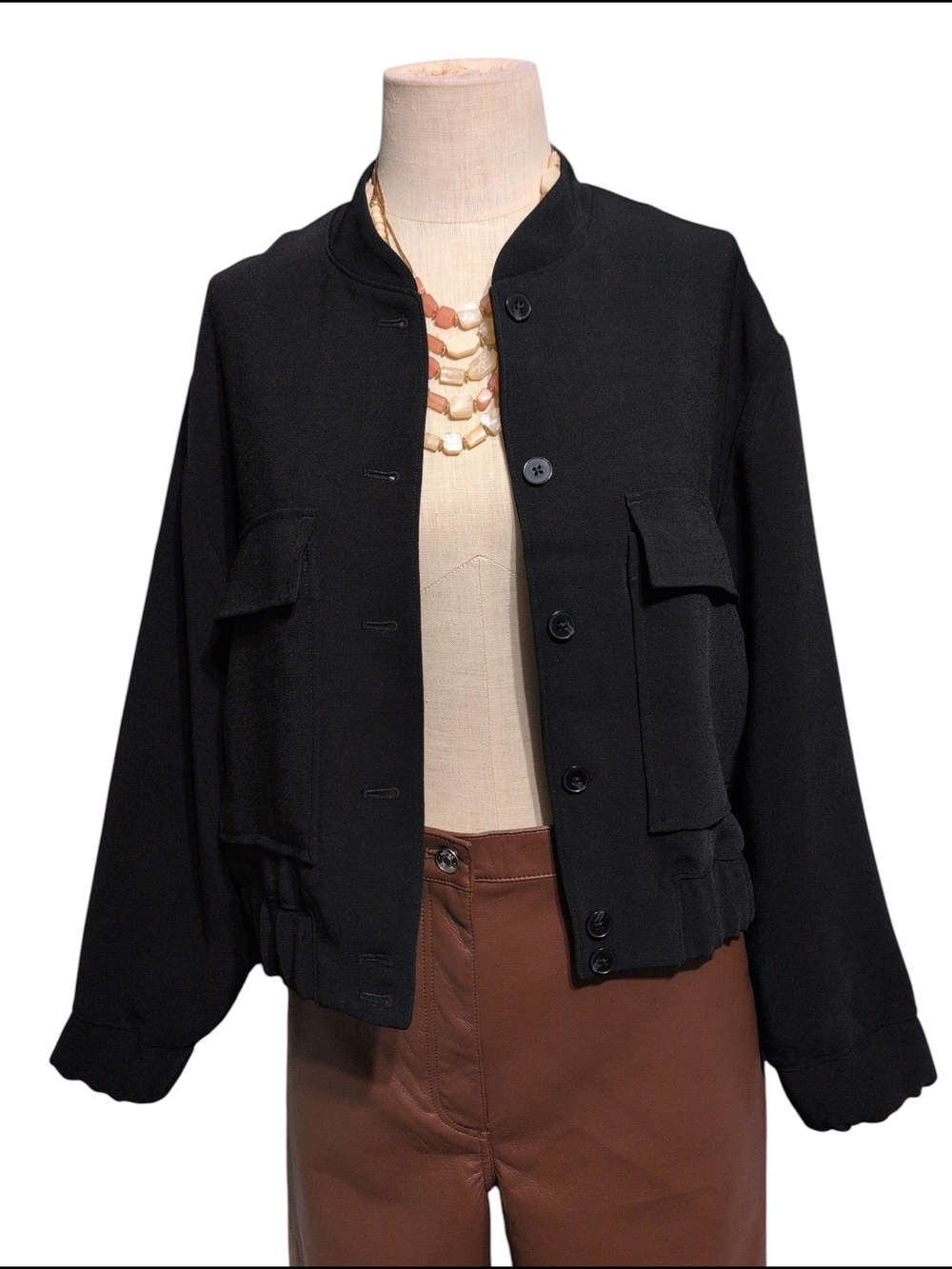 Nwt $138 Express Jacket Dress Casual  Pockets Black Polyester Button Stylish Med